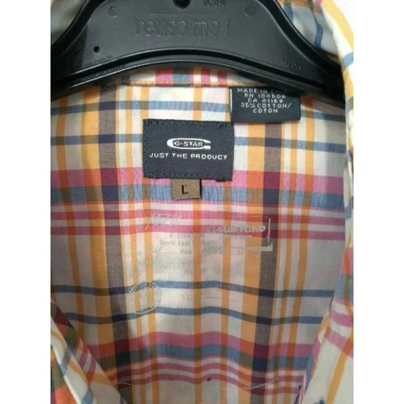 G-Star Raw Mens Long Sleeve Shirt with Pearl Snap Buttons and Large Logo - Sz L - Picture 9 of 10